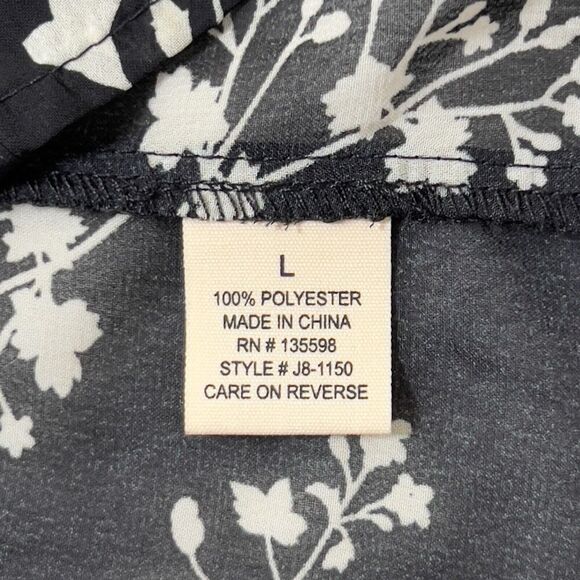 Liberty Love Floral Kimono Top Womens Sz L Sheer Black 3/4 Sleeves Boho - Picture 6 of 8